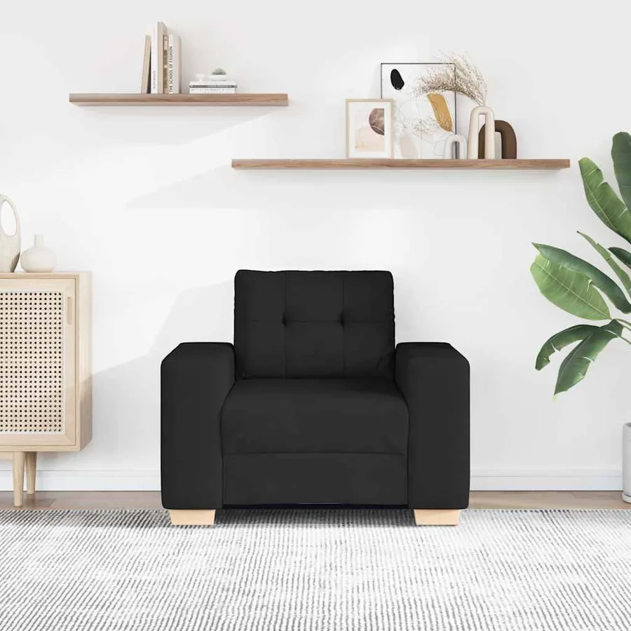 Fauteuil Noir 100x78x80 cm Tissu - 3