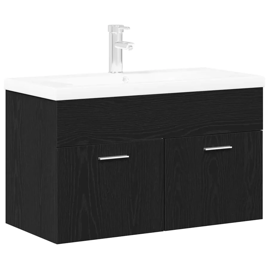 Cabinet de salle de bain Chêne noir 80 x 38,5 x 46 cm - 2