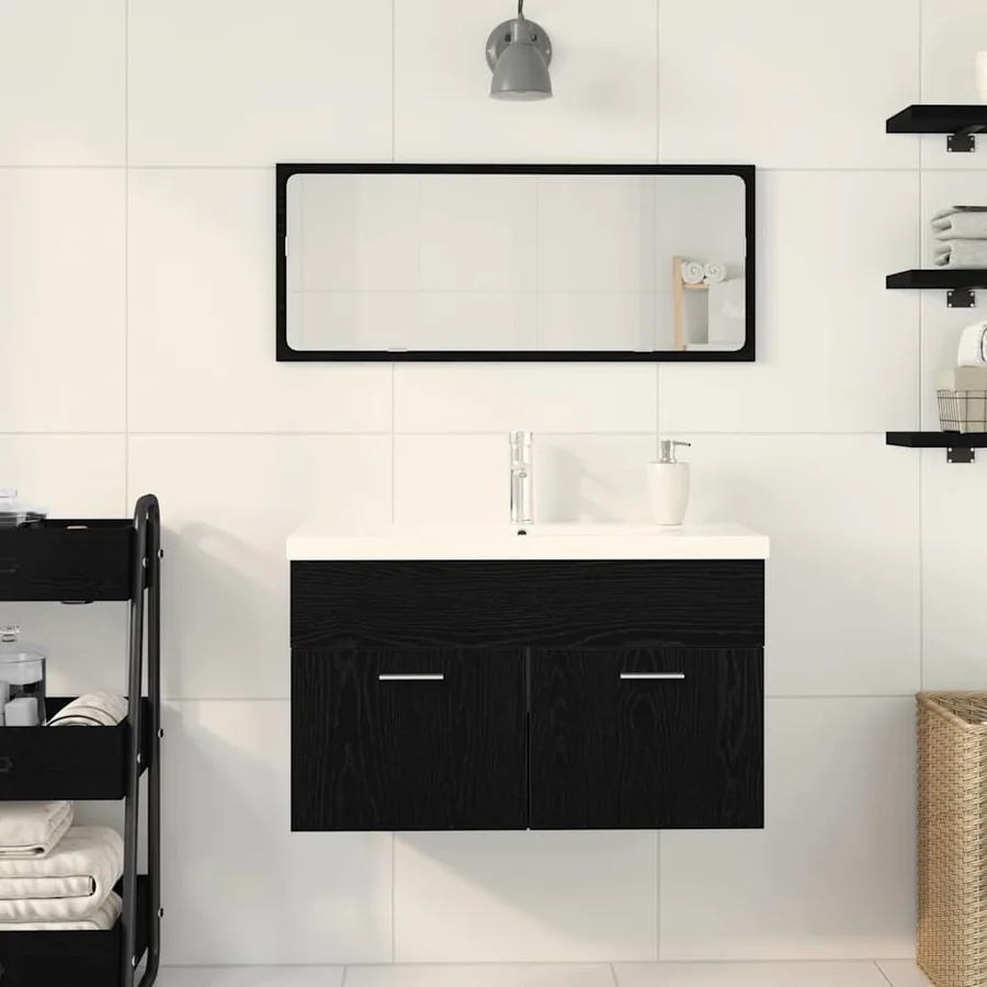 Cabinet de salle de bain Chêne noir 80 x 38,5 x 46 cm - 4