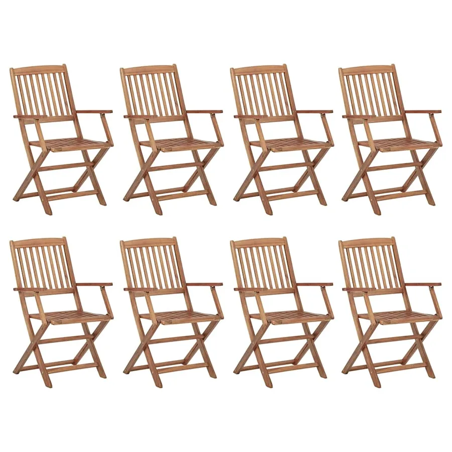 Chaises pliables d'extérieur et coussins lot de 8 Bois d'acacia - 3