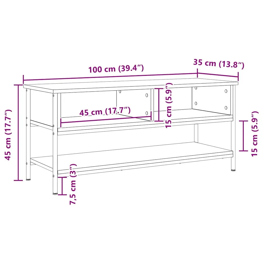 Ensemble meuble TV Montage mural Bois Ancien 100 x 35 x 45 cm - 6