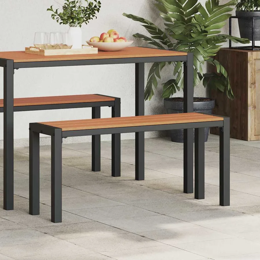 Banc de jardin Marron 100 x 28 x 45cm Acier - 3
