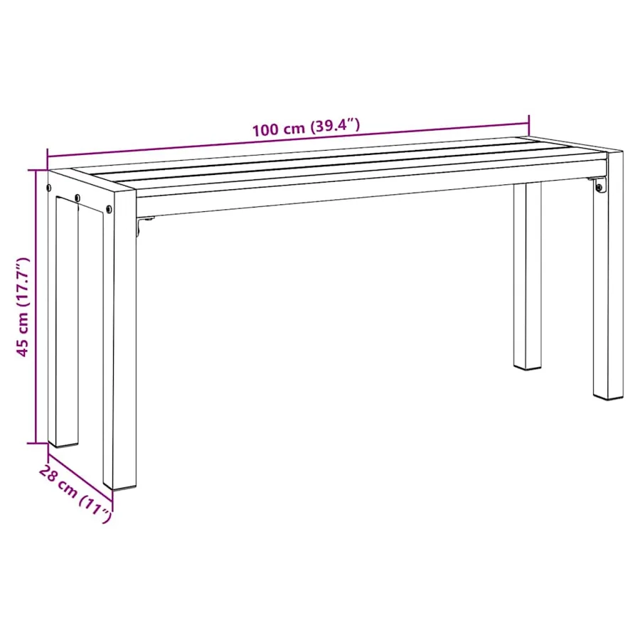 Banc de jardin Marron 100 x 28 x 45cm Acier - 7