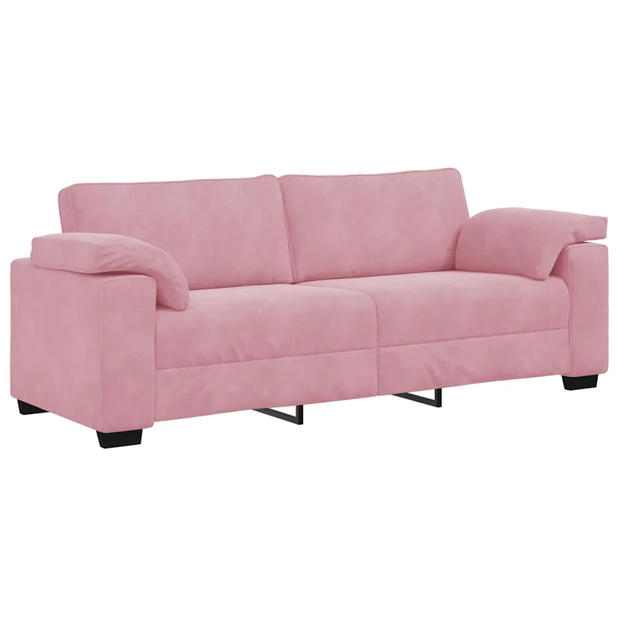 Canapé 3 places rose 220x77x82 cm velours - 2