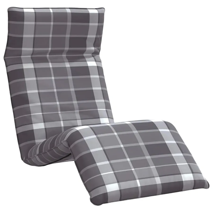 Transat pliant en tissu Oxford à carreaux gris 175 x 54 x 8,5 cm - 2