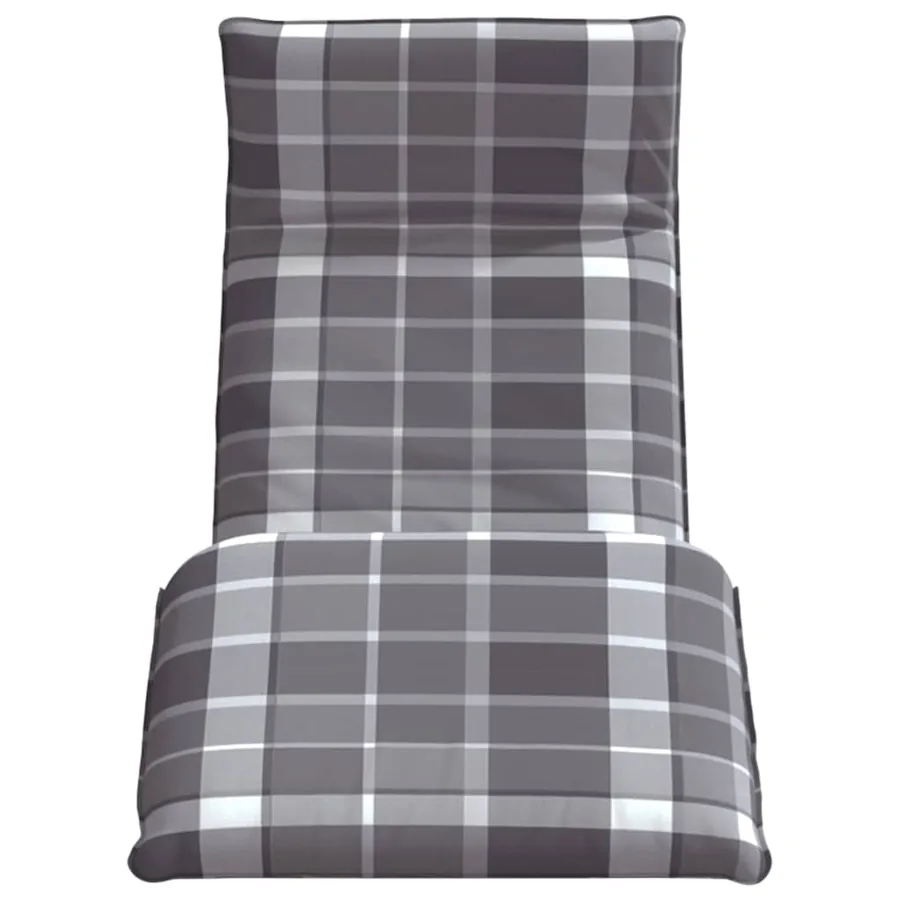 Transat pliant en tissu Oxford à carreaux gris 175 x 54 x 8,5 cm - 4