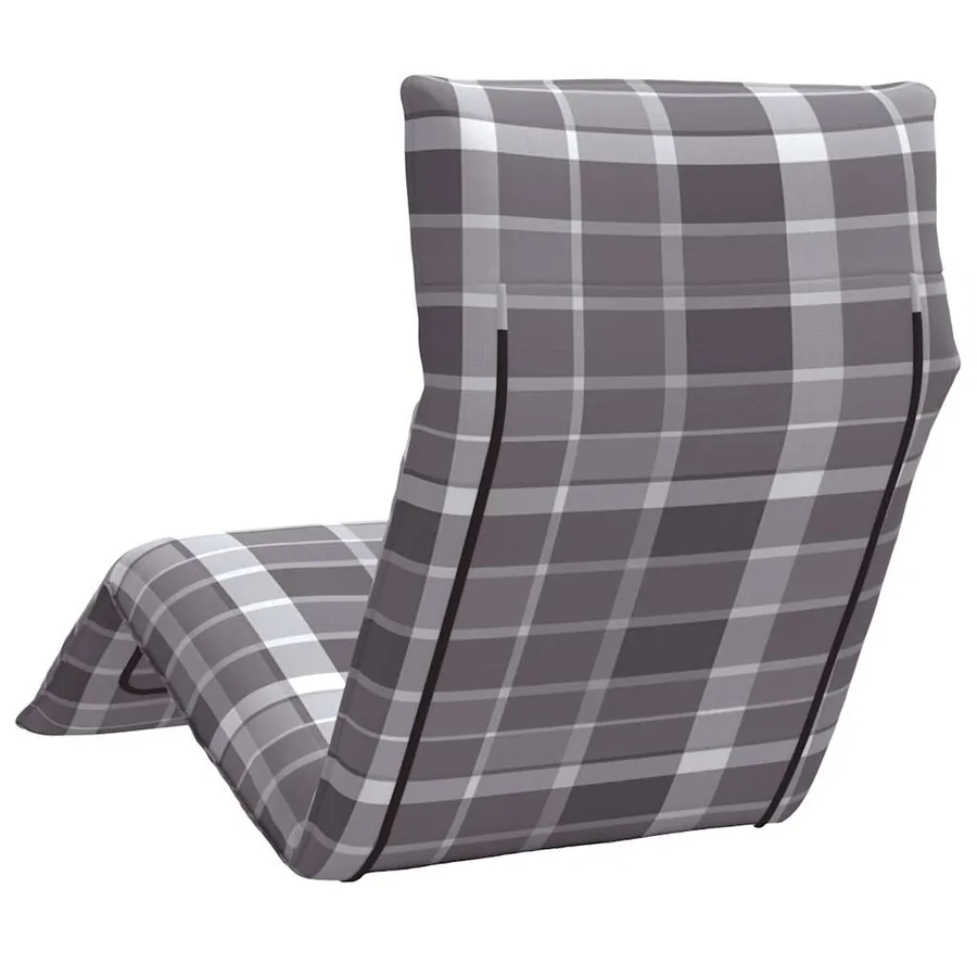 Transat pliant en tissu Oxford à carreaux gris 175 x 54 x 8,5 cm - 6