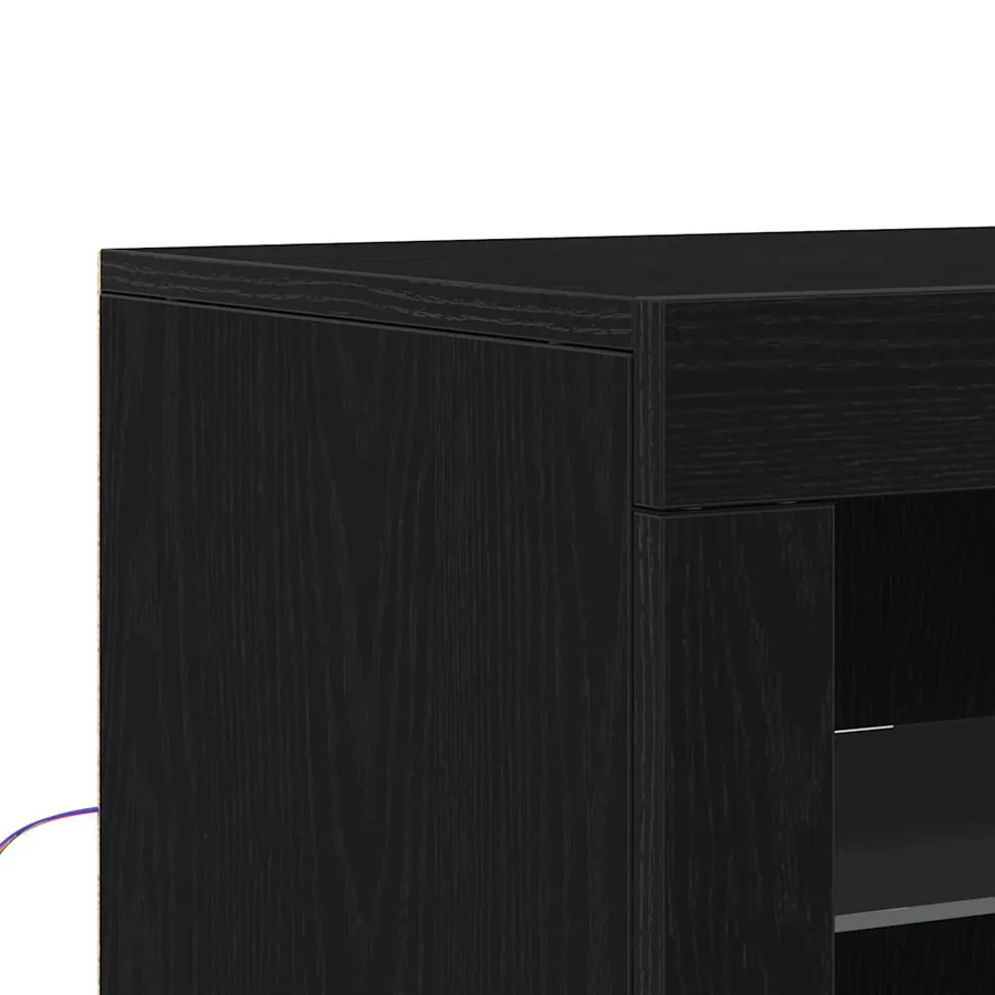 Buffet LED Chêne noir 60,5 x 37 x 100 cm Bois d'ingénierie - 10