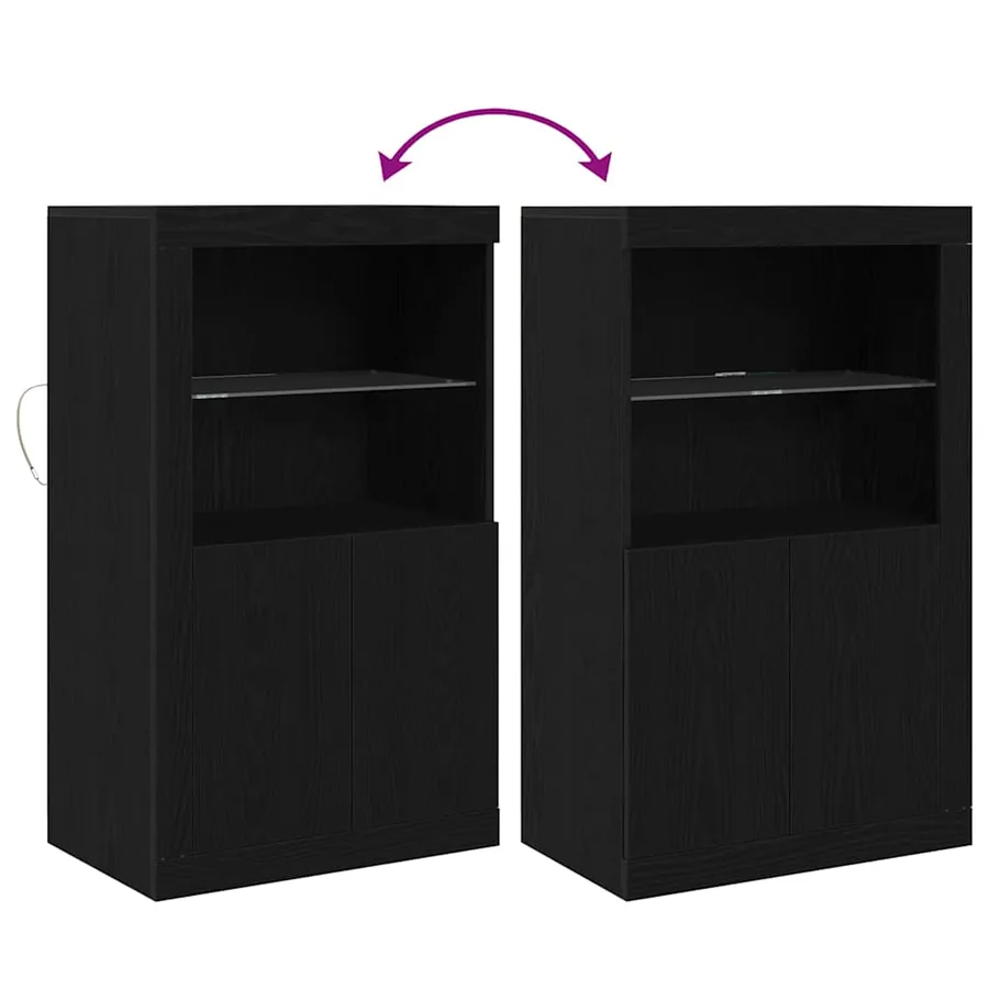 Buffet LED Chêne noir 60,5 x 37 x 100 cm Bois d'ingénierie - 13