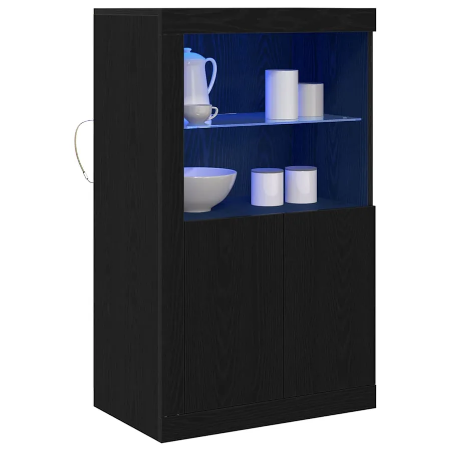 Buffet LED Chêne noir 60,5 x 37 x 100 cm Bois d'ingénierie - 3