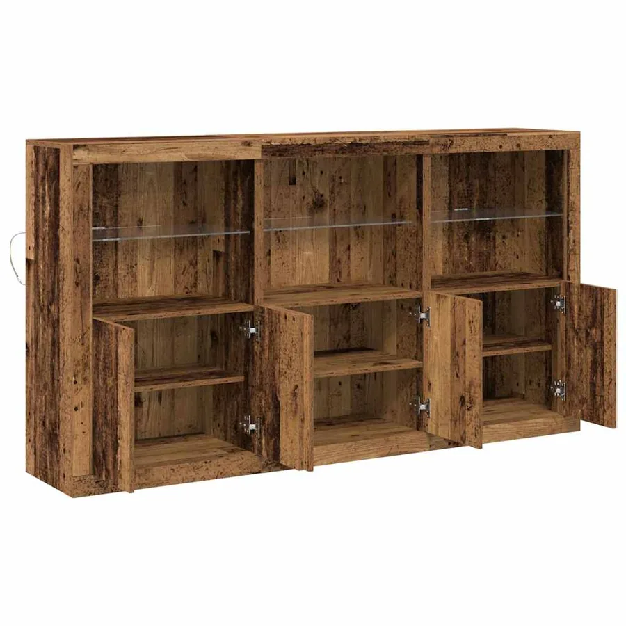 Buffet LED Bois ancien 181,5 x 37 x 100 cm Bois d'ingénierie - 7