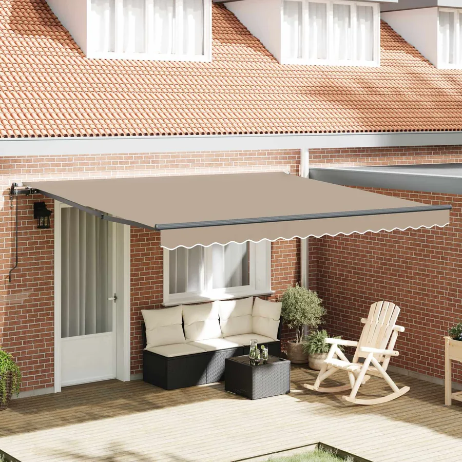 Auvent rétractable Beige 400 × 300 cm Tissu et Aluminium