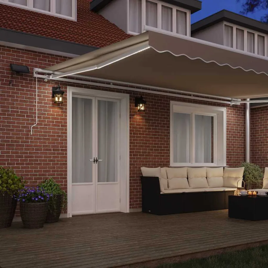 Auvent rétractable Beige 500 × 350 cm Tissu et Aluminium - 3