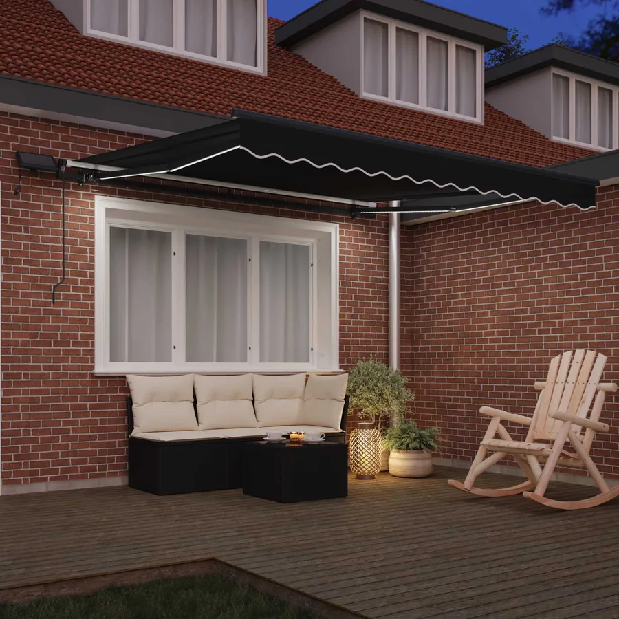 Auvent rétractable Noir 300 x 250 cm Tissu et Aluminium - 3