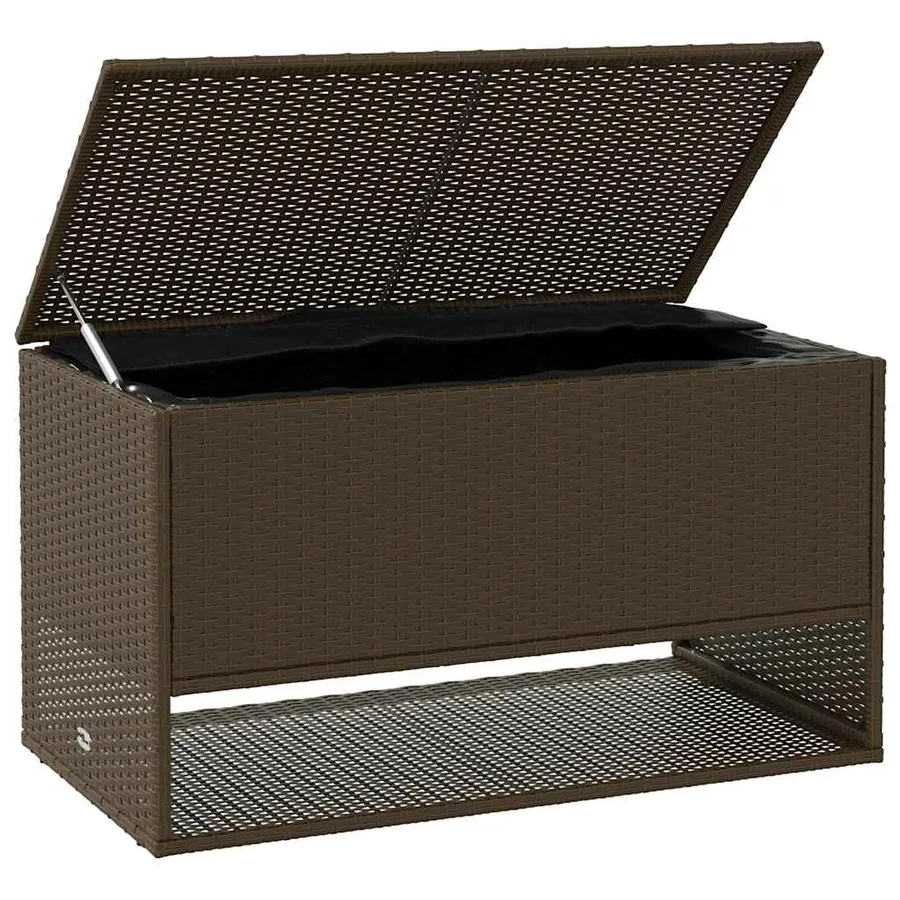 Coffre à coussins d'extérieur marron 100x55x55,5 cm polyrotin - 3