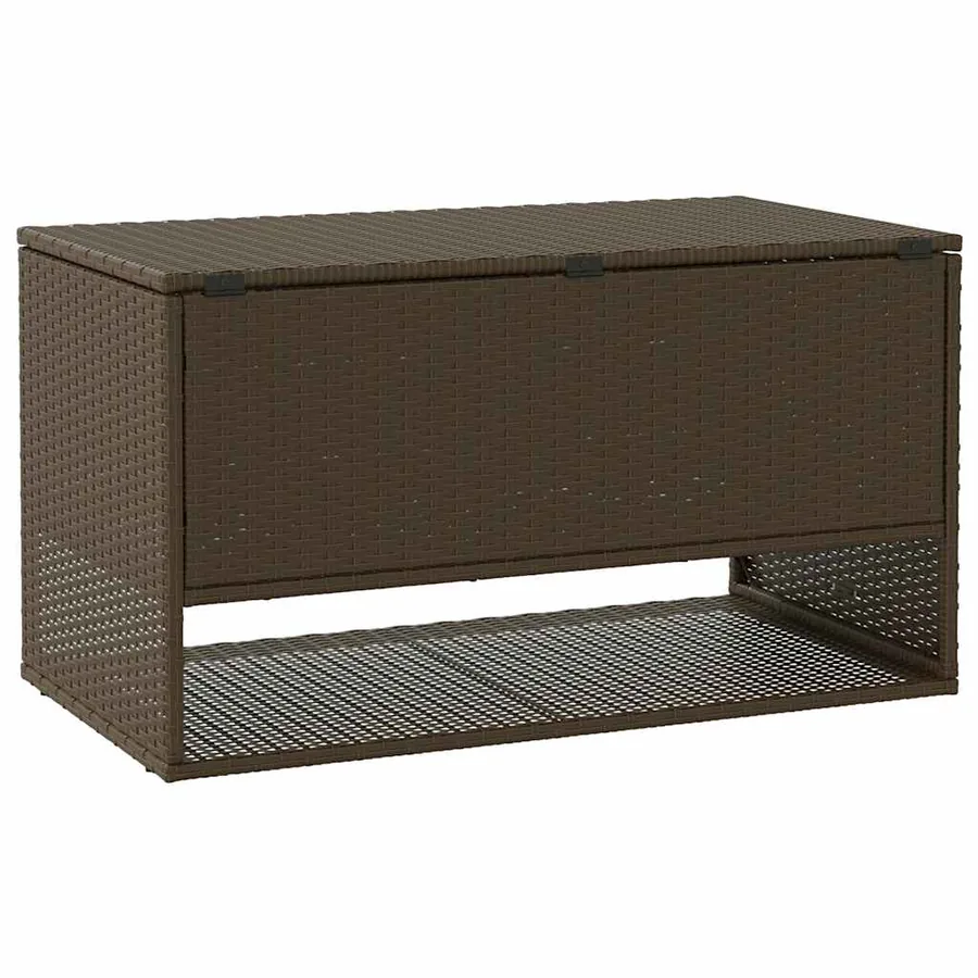 Coffre à coussins d'extérieur marron 100x55x55,5 cm polyrotin - 6
