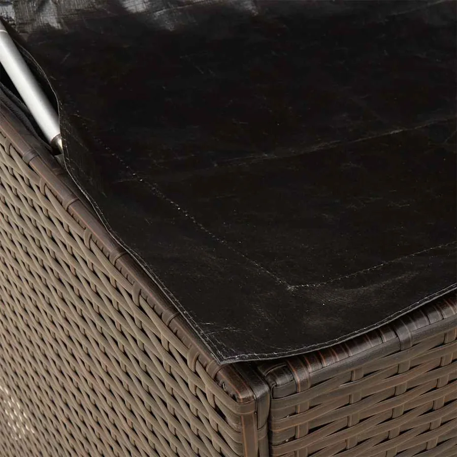 Coffre à coussins d'extérieur marron 100x55x55,5 cm polyrotin - 8