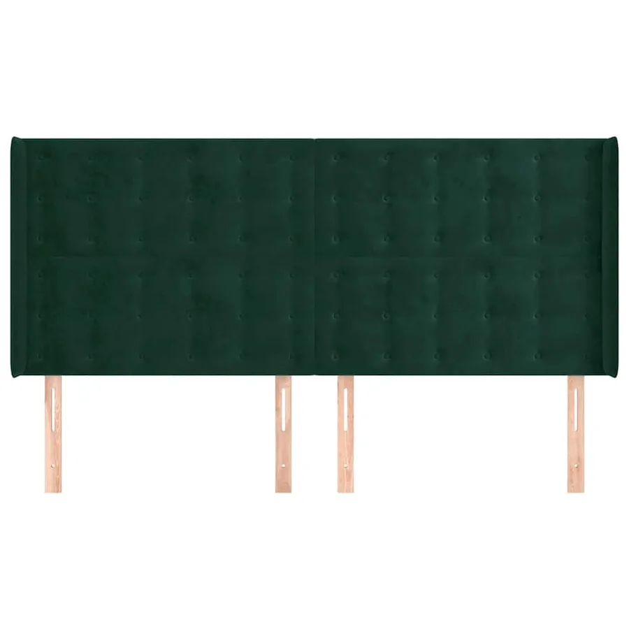 Tête de lit avec oreilles Vert foncé 183x16x118/128 cm Velours - 3