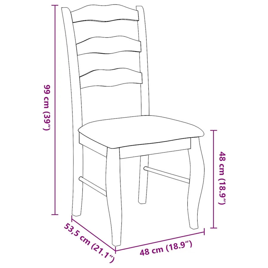 Chaises de salle à manger avec coussins (2 pcs) bois massif marron caoutchouc - 11