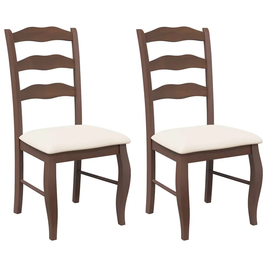 Chaises de salle à manger avec coussins (2 pcs) bois massif marron caoutchouc - 2