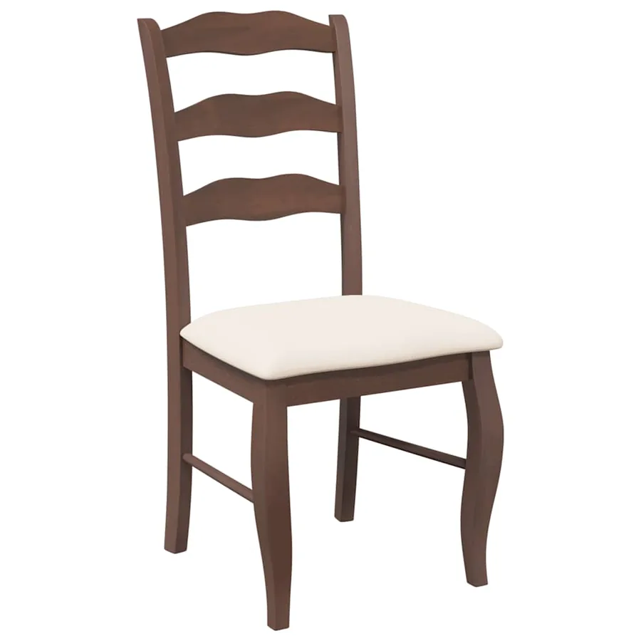 Chaises de salle à manger avec coussins (2 pcs) bois massif marron caoutchouc - 4