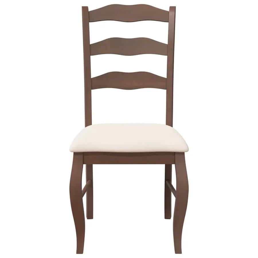 Chaises de salle à manger avec coussins (2 pcs) bois massif marron caoutchouc - 5