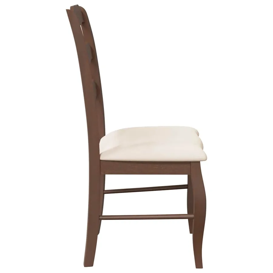 Chaises de salle à manger avec coussins (2 pcs) bois massif marron caoutchouc - 6