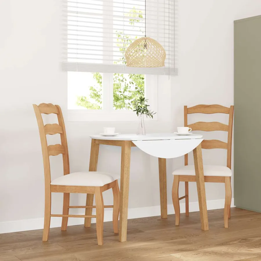 Chaises de salle à manger avec coussins (2 pcs) bois massif naturel caoutchouc
