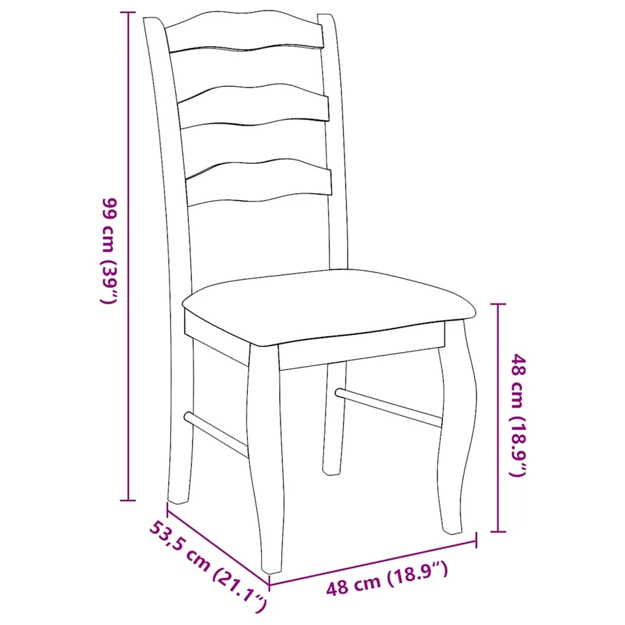Chaises de salle à manger avec coussins (2 pcs) bois massif naturel caoutchouc - 11