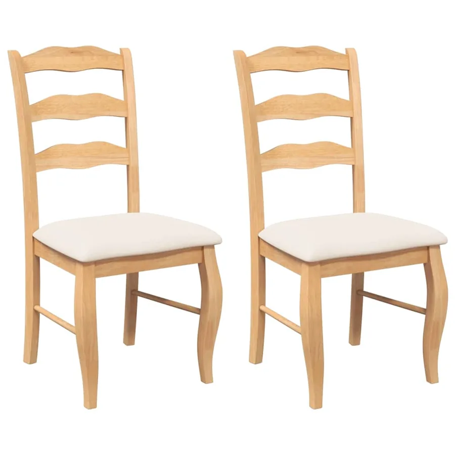 Chaises de salle à manger avec coussins (2 pcs) bois massif naturel caoutchouc - 2