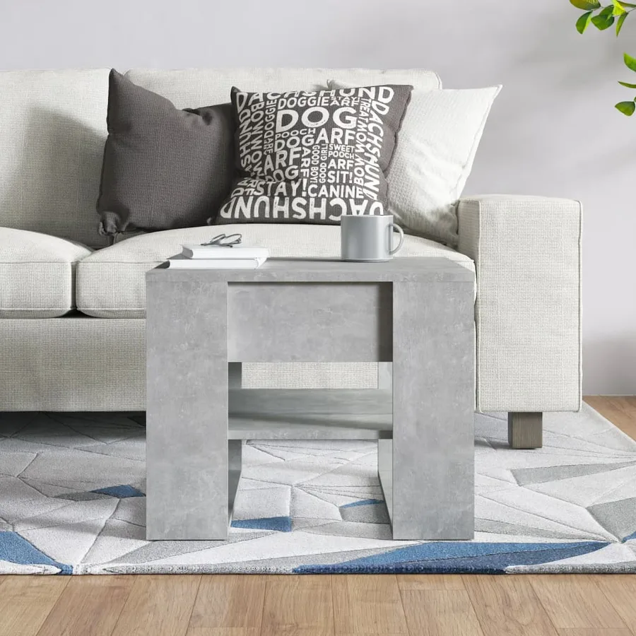 Table basse gris béton 55,5x55x45 cm bois d'ingénierie - 5