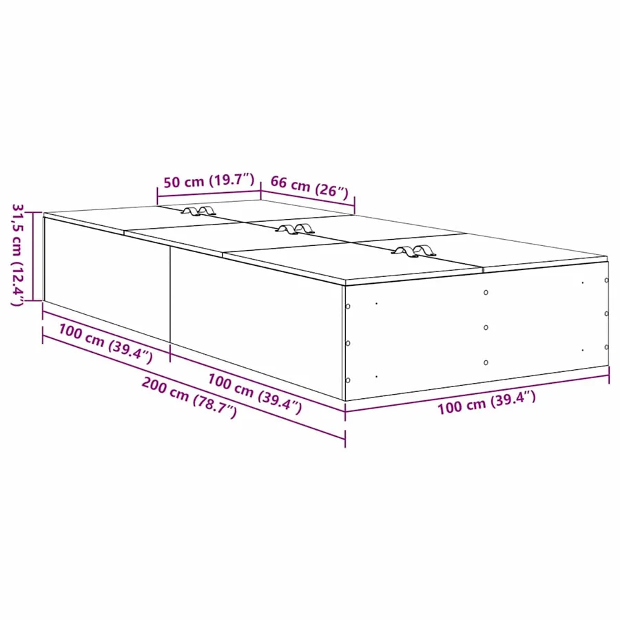 Cadre de lit avec rangement Bois Ancien 100 x 200 cm - 12