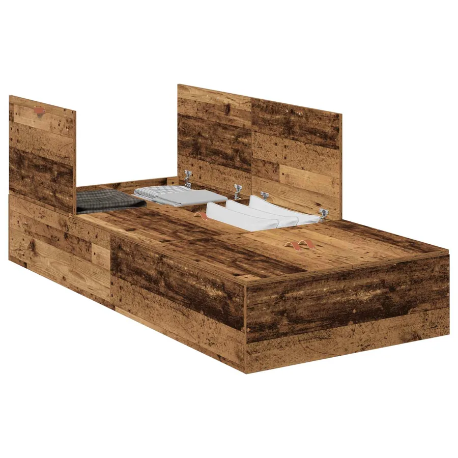Cadre de lit avec rangement Bois Ancien 100 x 200 cm - 2