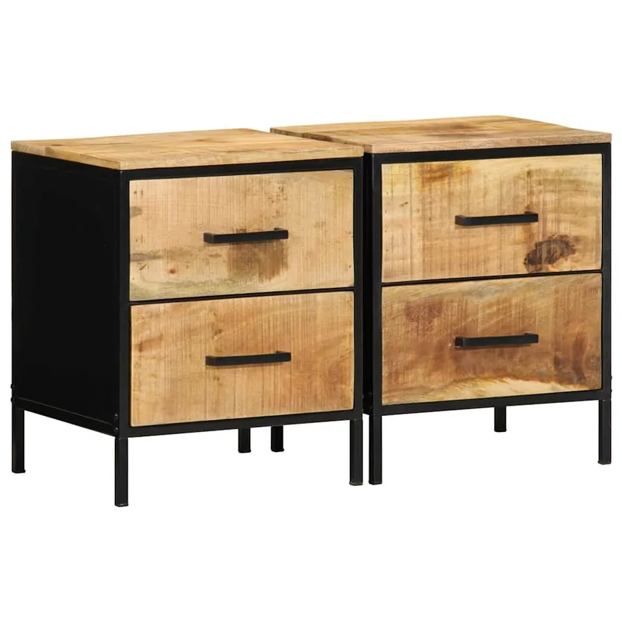 Cabinet de chevet 2 pcs Marron et Noir 40 x 35 x 50 cm
