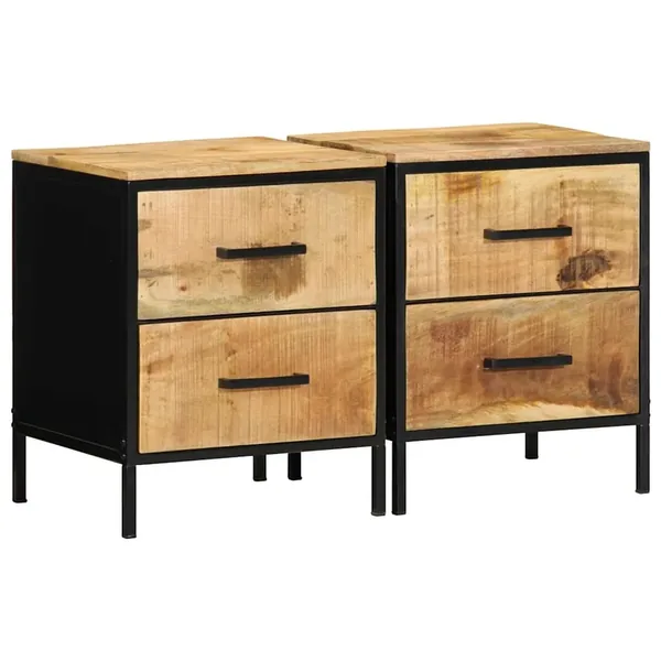 Cabinet de chevet 2 pcs Marron et Noir 40 x 35 x 50 cm