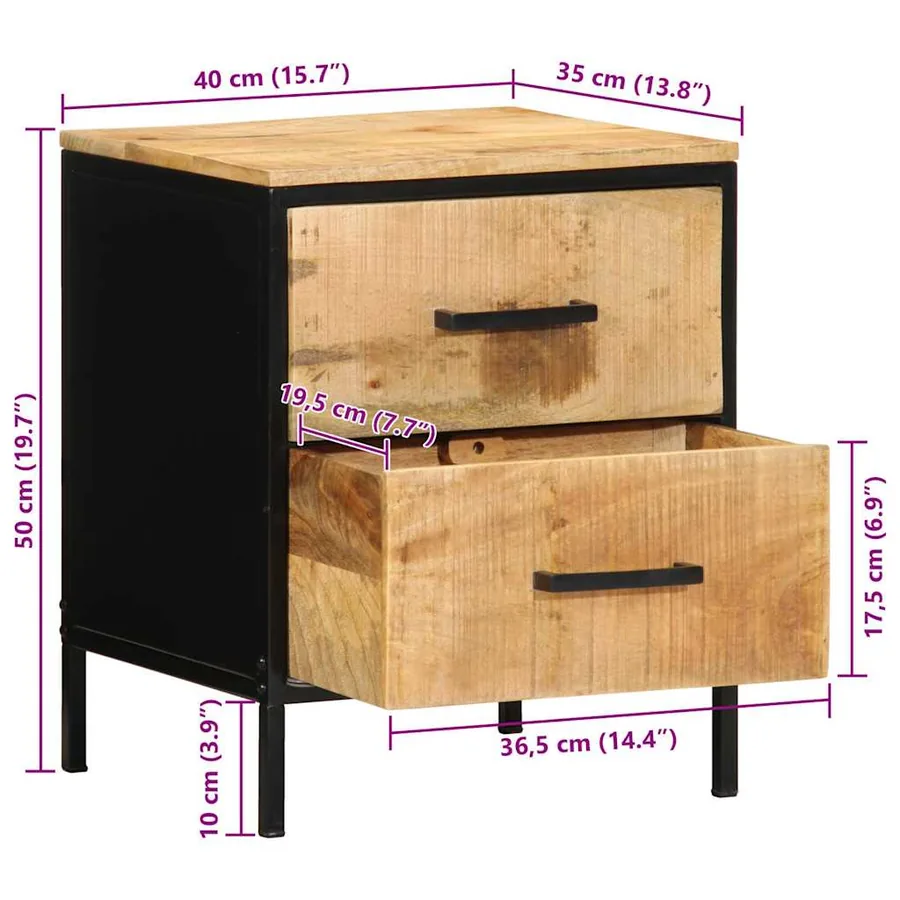Cabinet de chevet 2 pcs Marron et Noir 40 x 35 x 50 cm - 14