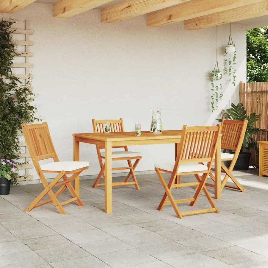 Chaise pliante avec coussin 4 pcs Blanc 49 x 57.5 x 92cm - 3