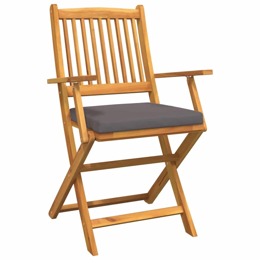 Chaise pliante 6 pcs Gris 49 x 57.5 x 92cm Bois d'acacia massif - 4
