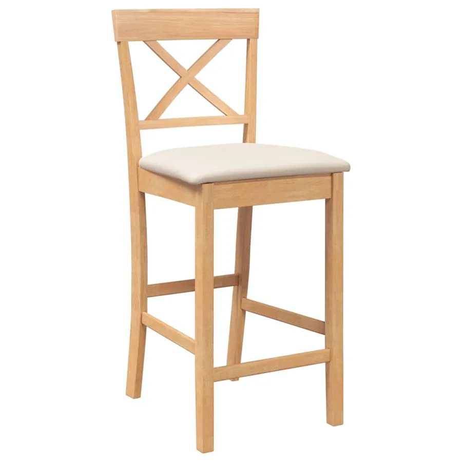 Tabourets de bar avec coussins (2 pcs) en bois massif naturel et caoutchouc - 4