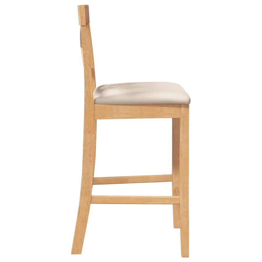 Tabourets de bar avec coussins (2 pcs) en bois massif naturel et caoutchouc - 6