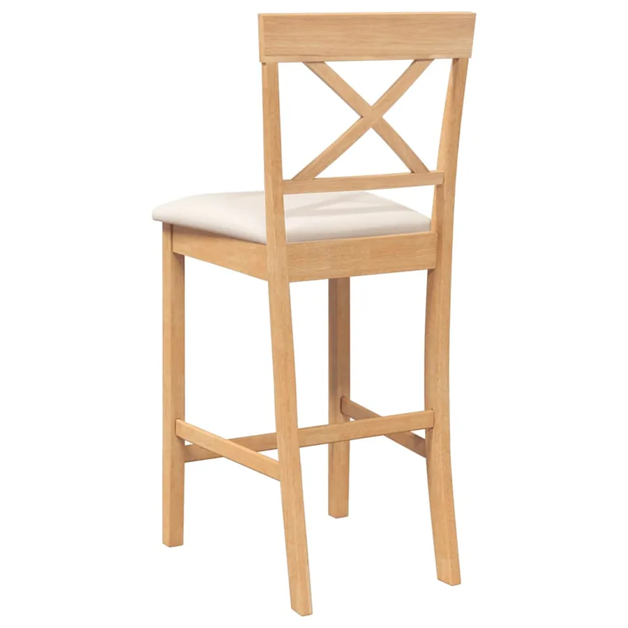 Tabourets de bar avec coussins (2 pcs) en bois massif naturel et caoutchouc - 7