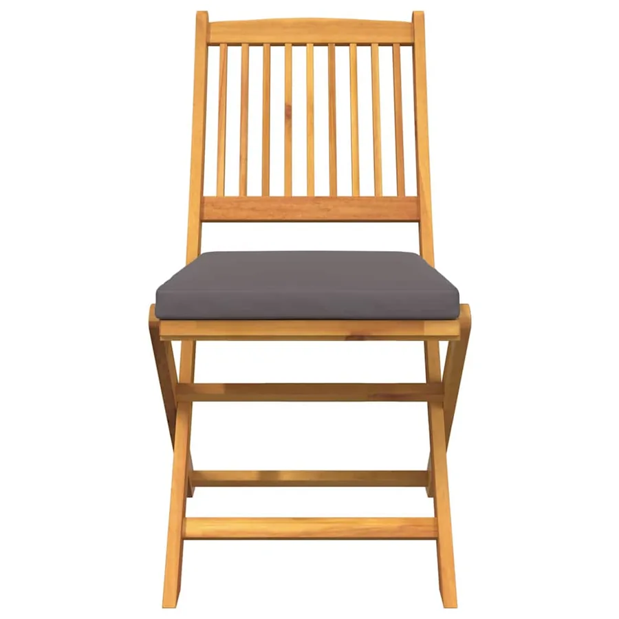 Chaise pliante avec coussin 2 pcs Marron Bois d'acacia massif - 5
