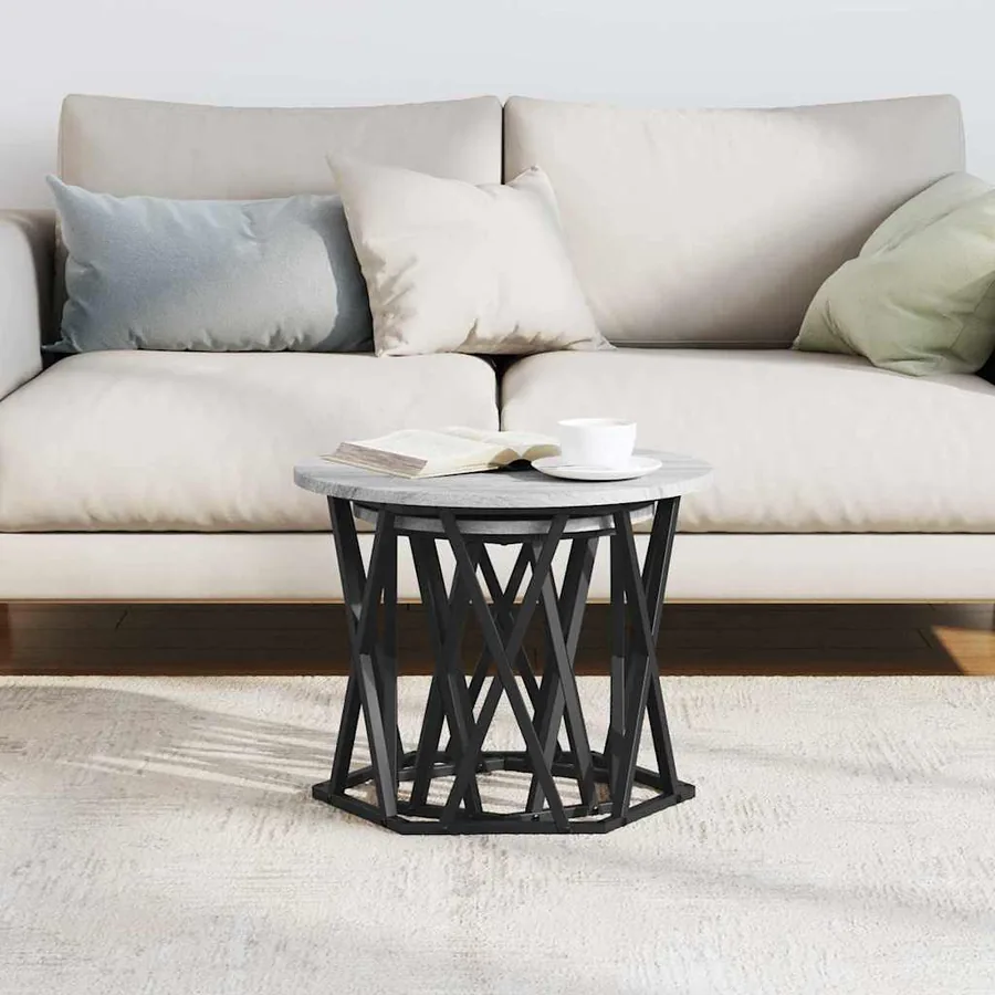 Table d'appoint 2 pcs Gris Sonoma Bois d'ingénierie et acier - 4