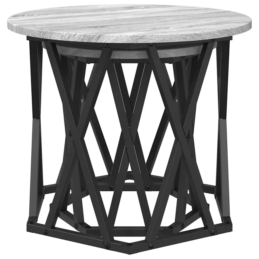 Table d'appoint 2 pcs Gris Sonoma Bois d'ingénierie et acier - 5