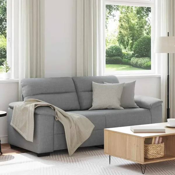 Canapé à 2 places gris clair 180x81x84 cm tissu