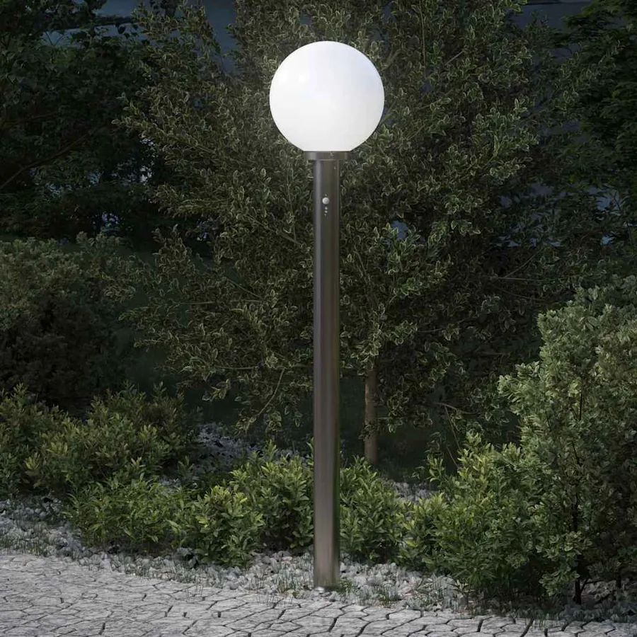 Borne lumineuse avec détecteur 120 cm en acier inoxydable IP44