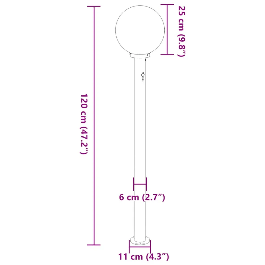 Borne lumineuse avec détecteur 120 cm Noir IP44 - 10