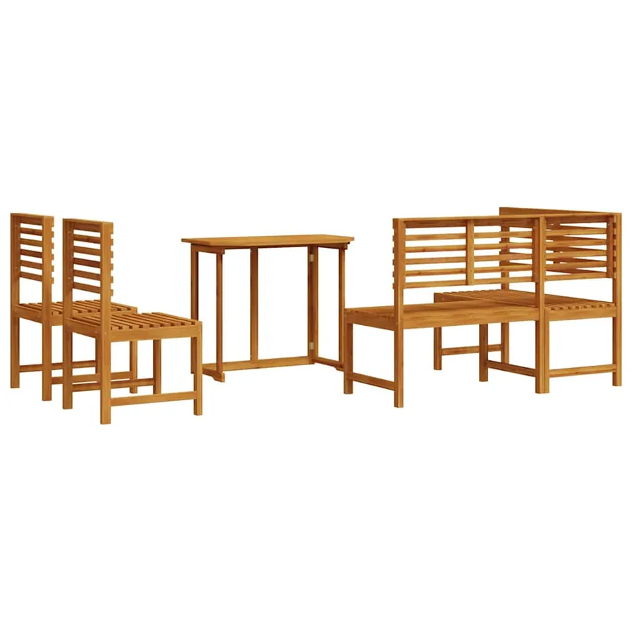 Ensemble de banc de jardin 4 pcs Marron Bois d'acacia massif - 10