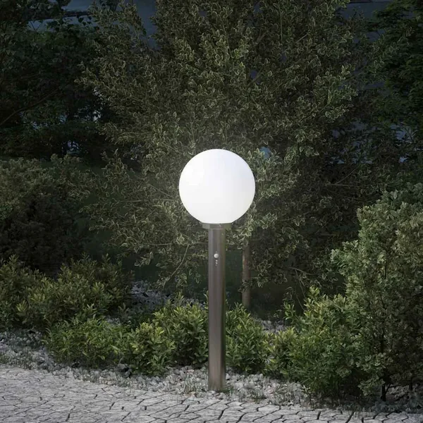 Borne lumineuse avec détecteur 80 cm en acier inoxydable IP44