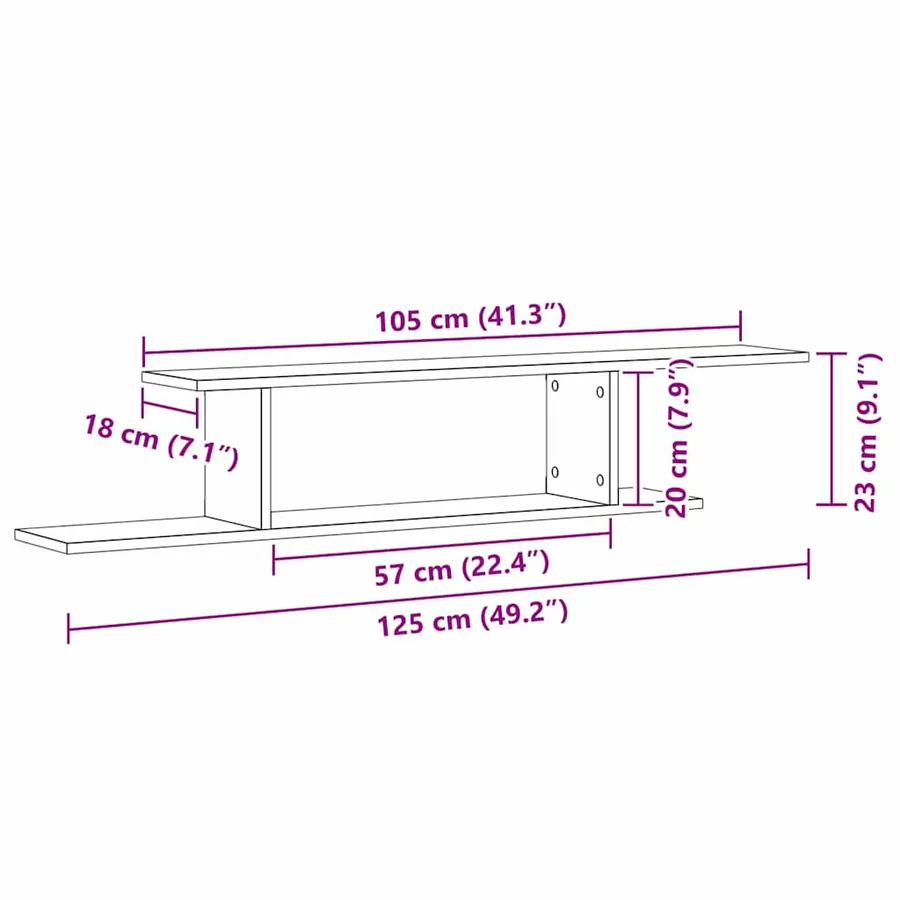 Étagère TV murale Chêne noir 125 x 18 x 23 cm Bois d'ingénierie - 11